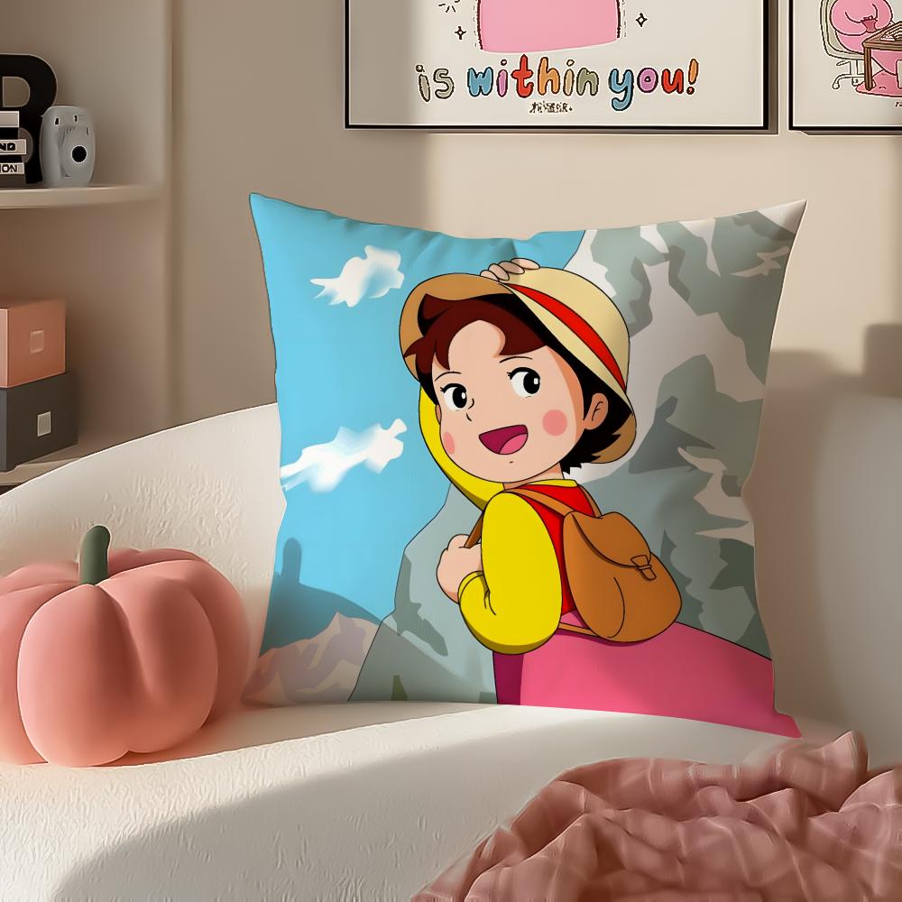 Cartoon HHeidi Girl of the Alps Cushion Cover Pillowcase Short Plush Invisible zipper Room Sofa Cushion Cover