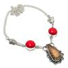 Natural Agate Geode Slice, Coral 925 Sterling Silver Jewelry Necklace 18" L2W12