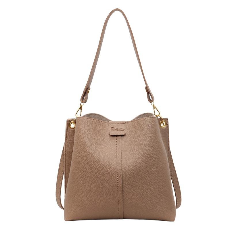 Large-capacity Bucket Bag Women's New Fashionable Autumn Versatile Broadband Shoulder Bag Simple Texture Messenger Bag