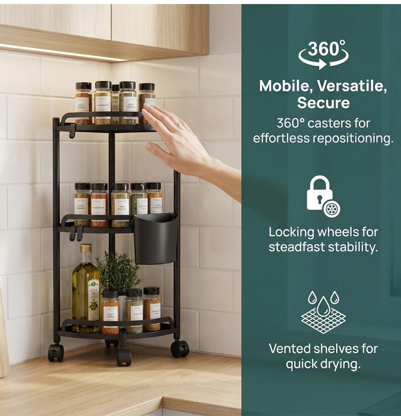 Multi-layer Kitchen Corner Shelf Rack: Triangle Countertop & Floor Storage for Seasonings