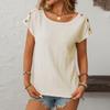 Женская модная свободная однотонная футболка с круглым вырезом и короткими рукавами на пуговицах