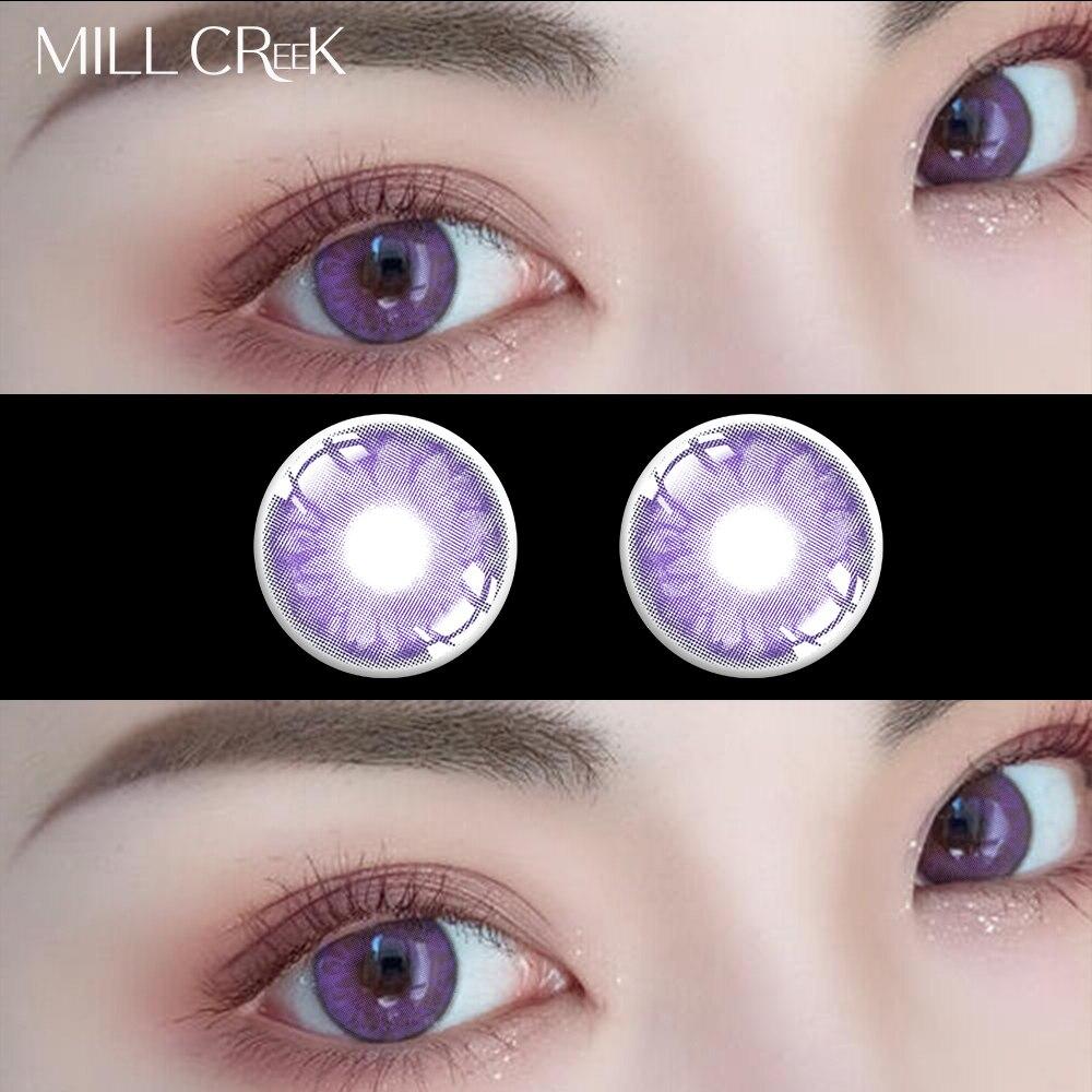 Фиолетовые контактные линзы для близорукости. Фиолетовые контактные линзы 14,0 мм. Цветные линзы с диоптрийной корректировкой глаз по рецепту. Ежегодно, 1 пара.(2 куска)