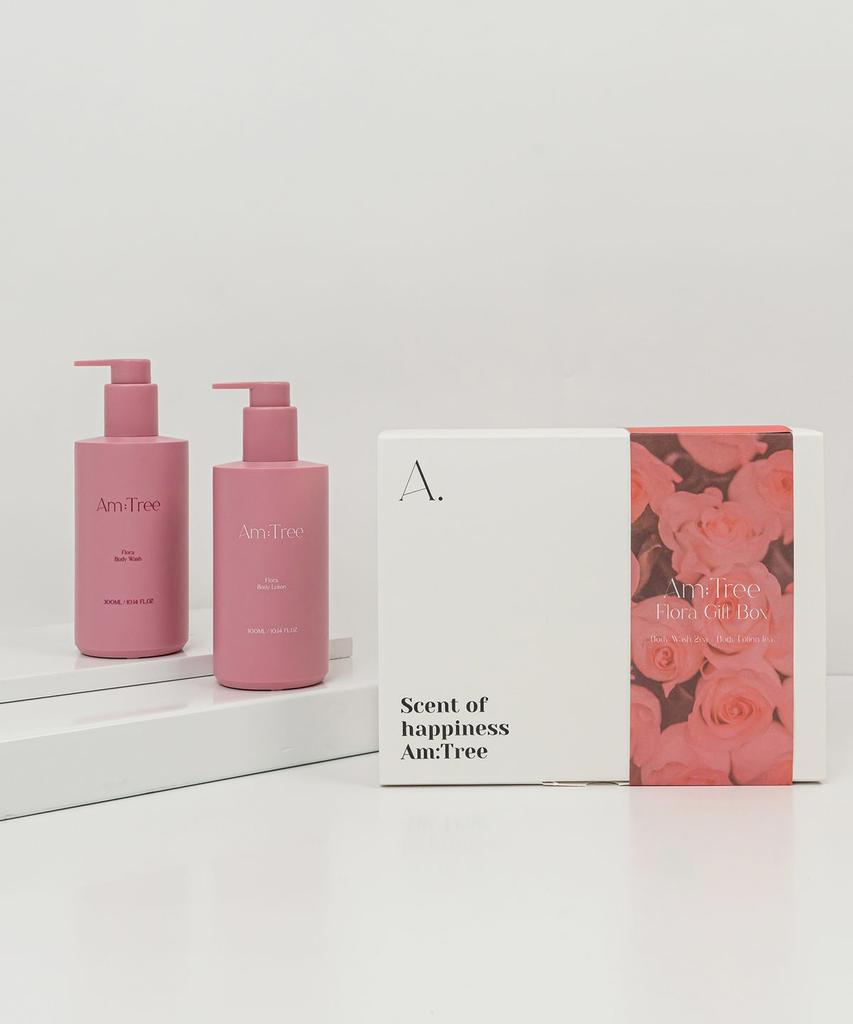 (подарочный набор_сумка для покупок) Подарочный набор для тела Flora Perfume Роза и Гардения (Гель для душа 2 шт. + Лосьон для тела 1 шт.)