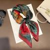 Elegant Floral Print Silk Square Scarf Women Soft Satin Neckerchief Hairband Headband Lady Office Foulard Bag Ribbons Kerchief