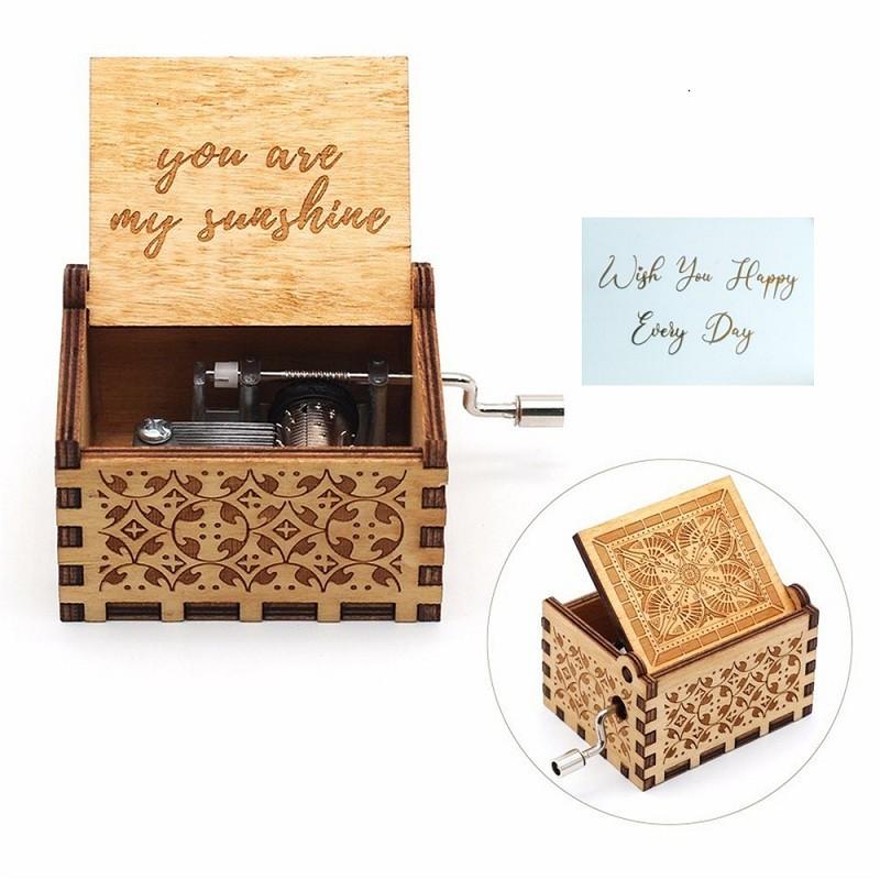 Wooden Music Box "You Are My Sunshine " Hand Cranked Wooden Music Box Valentine's Day Birthday Gif