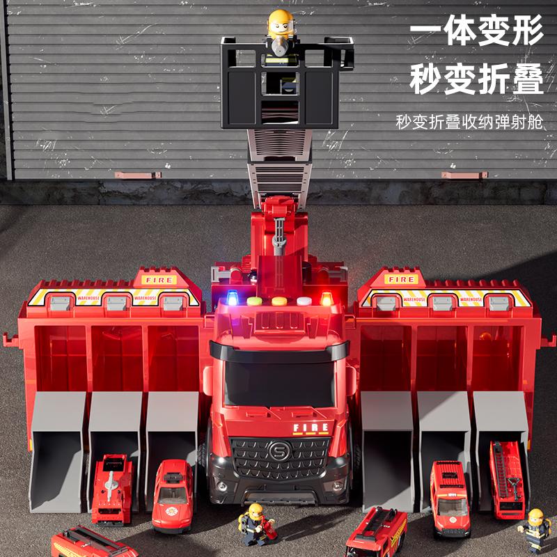 Multi-functional Rescue Fire Truck Toy with Alloy Sound, Light, and Spray Features