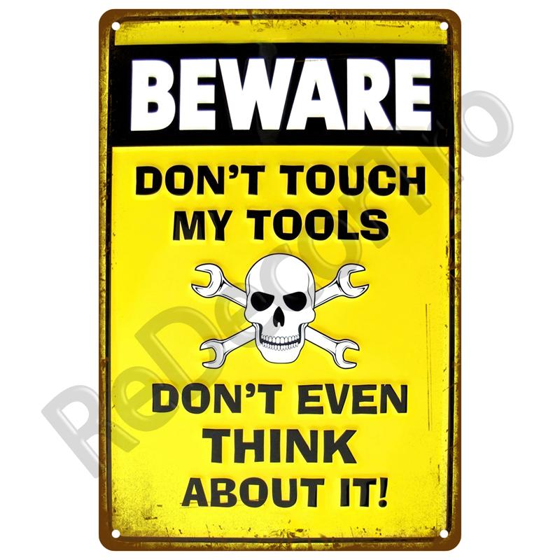 Metal Sign Decorative Wall Plate Art Beware Plaque Metal Vintage Decor Accessories Warning Danger Tin Sign Poster Caution Beware