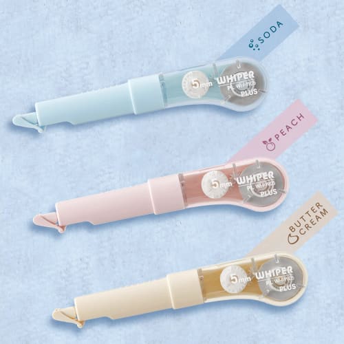 Plus Correction Tape Whiper PL 5mm 3 Colors 1 Piece Each Blue Pink Ivory WH-1905 52-133 + 134 + 135