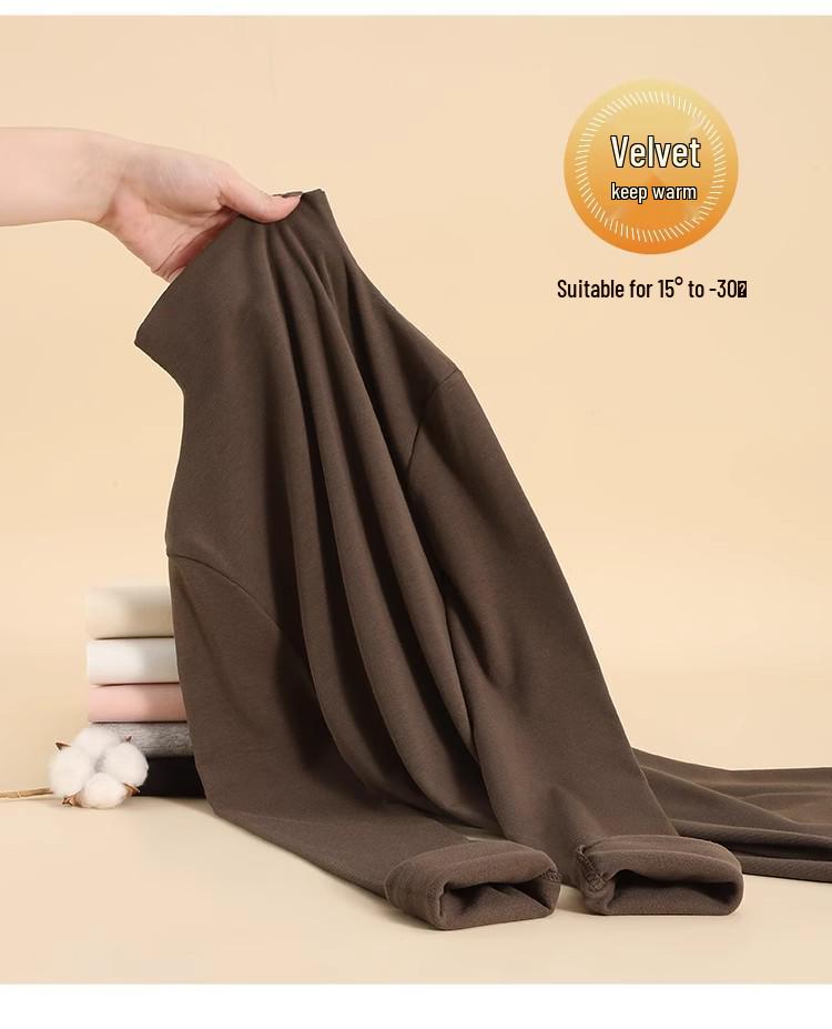 AW 2025 German Velvet Semi-High Neck Women's Slimming Long Sleeve Top