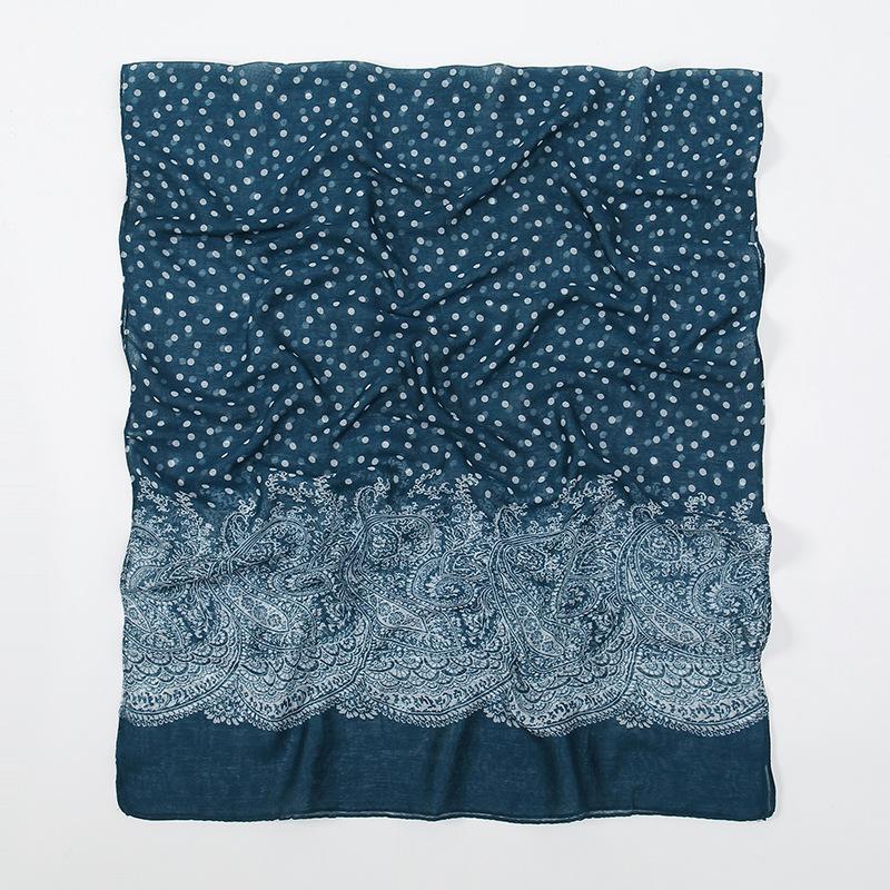 Vintage Gradient Polk Dot Cotton Scarf Shawl Scarf Lady Versatile Soft Wrap Pashminas Stole Bufandas Muslim Hijab