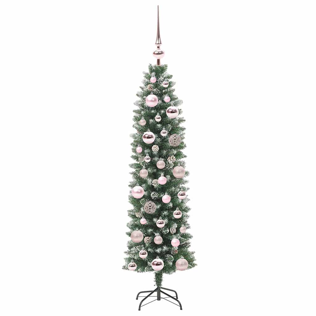 Artificial Slim Christmas Tree in Green and White 120 cm