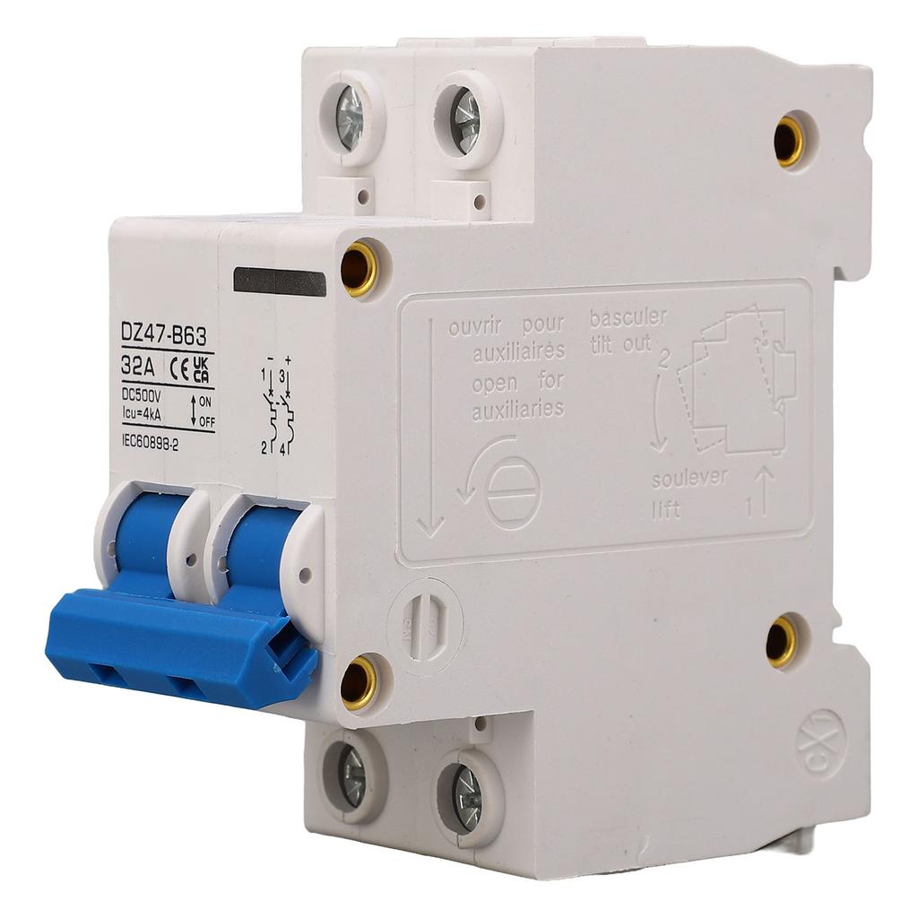 2P Type B Circuit Breaker 4000A Breaking Capacity Solar PV System Small Circuit Breaker DC500V 32A