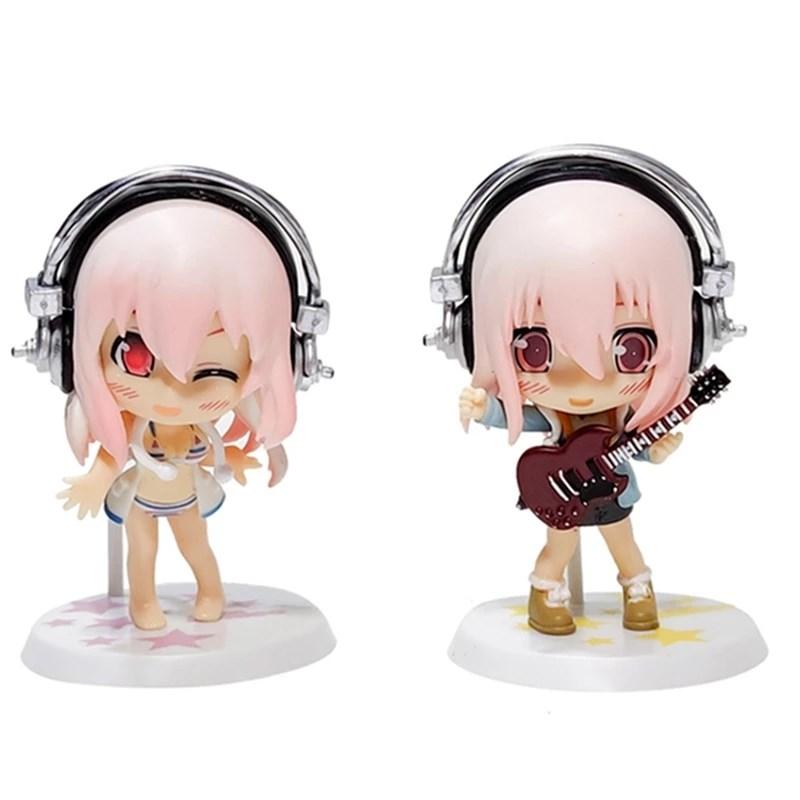 Lovely 5 Styles Super Sonic Japanese Anime Character Model Super Sonic Work-set Collection Swimsuit Movable PVC Material 10CM Doll