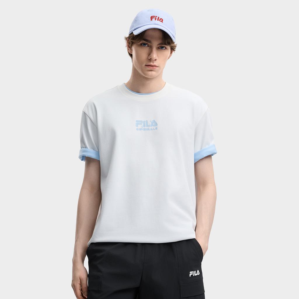 Fila Оригинальная Модная Простая Трендовая Классическая Ретро Спортивная Повседневная Универсальная Удобная Дышащая Свободная Футболка с Круглым Вырезом и Короткой Рукавой F11M629102FWT