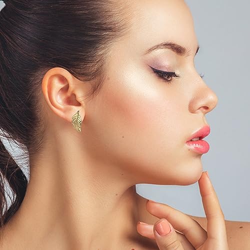 Позолоченные серьги-гвоздики Estele Lone Leaf для девочек