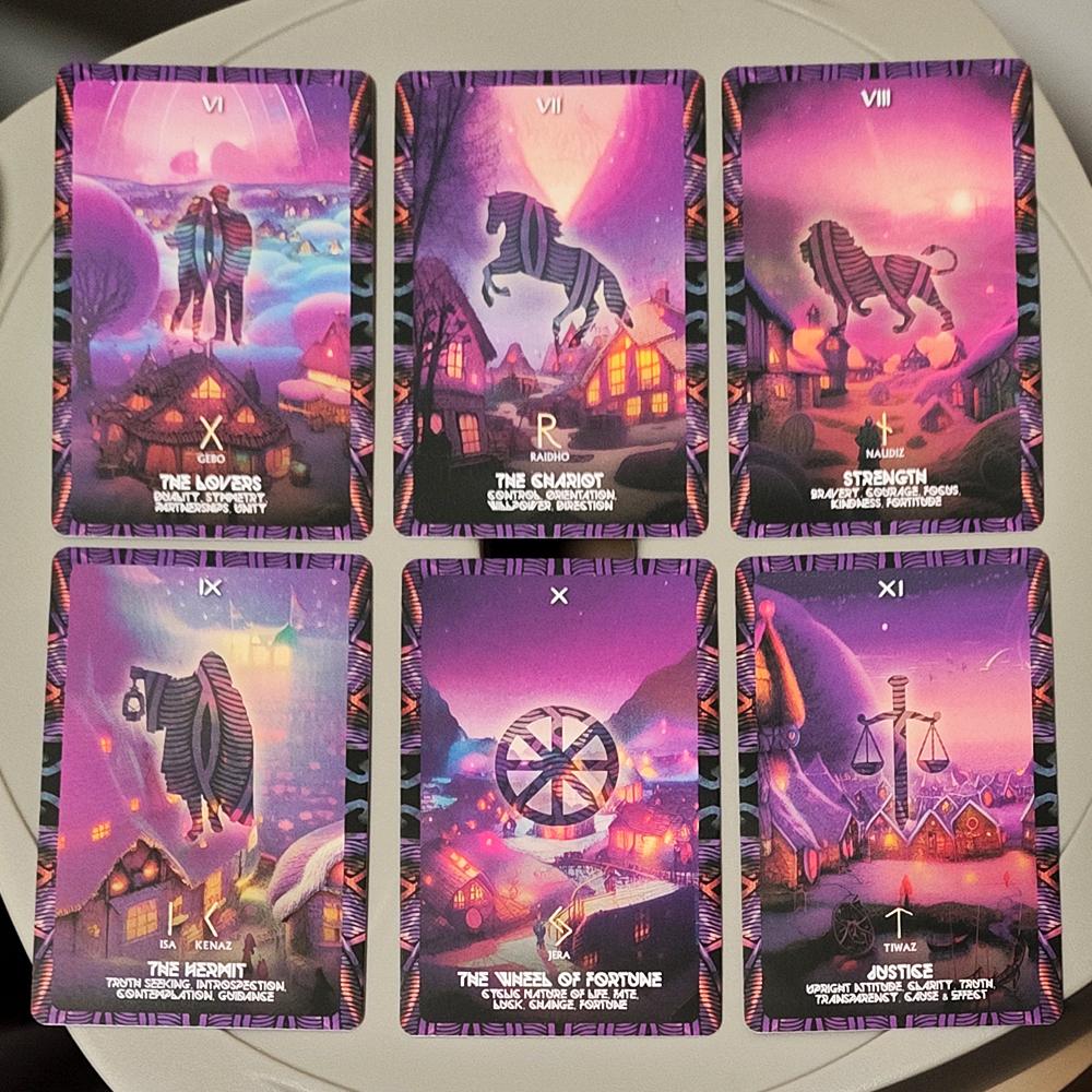 Скандинавская колода Таро 22 карты с руническими символами, Атмосферное фэнтези-искусство для гадания и духовного роста 10*6.5см
