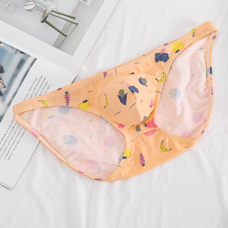 Men's Printed Underwear Triangle Pants Cotton Low Waist Elastic Cross Border Large Size