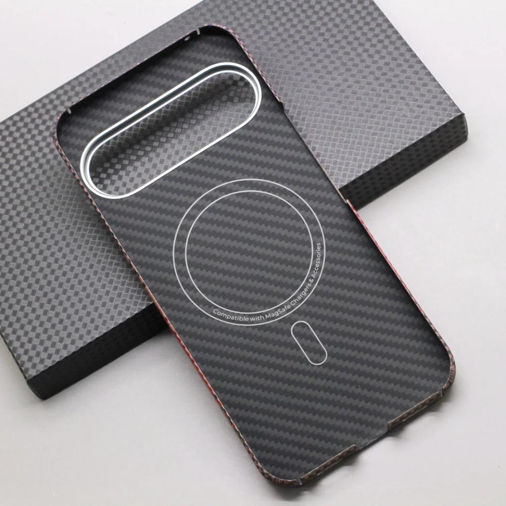 Матовый чехол с текстурой под углеродное волокно для Google Pixel 10 Pro XL Ультратонкий чехол из арамидного волокна с магнитной беспроводной зарядкой