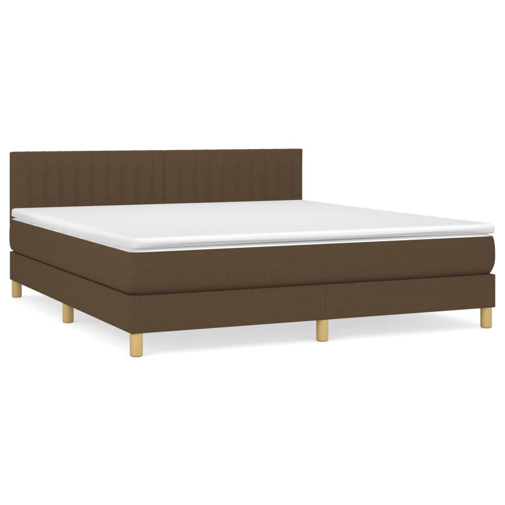 Box Spring Bed with Mattress Dark Brown 160x200 cm Fabric