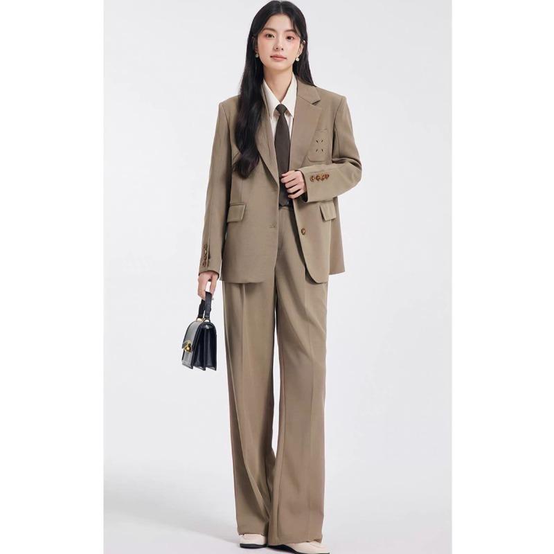 Women Suit Set Classic Two Piece Blazer and Pants Formal Office Wear Spring Autumn Simple Elegant Outfit