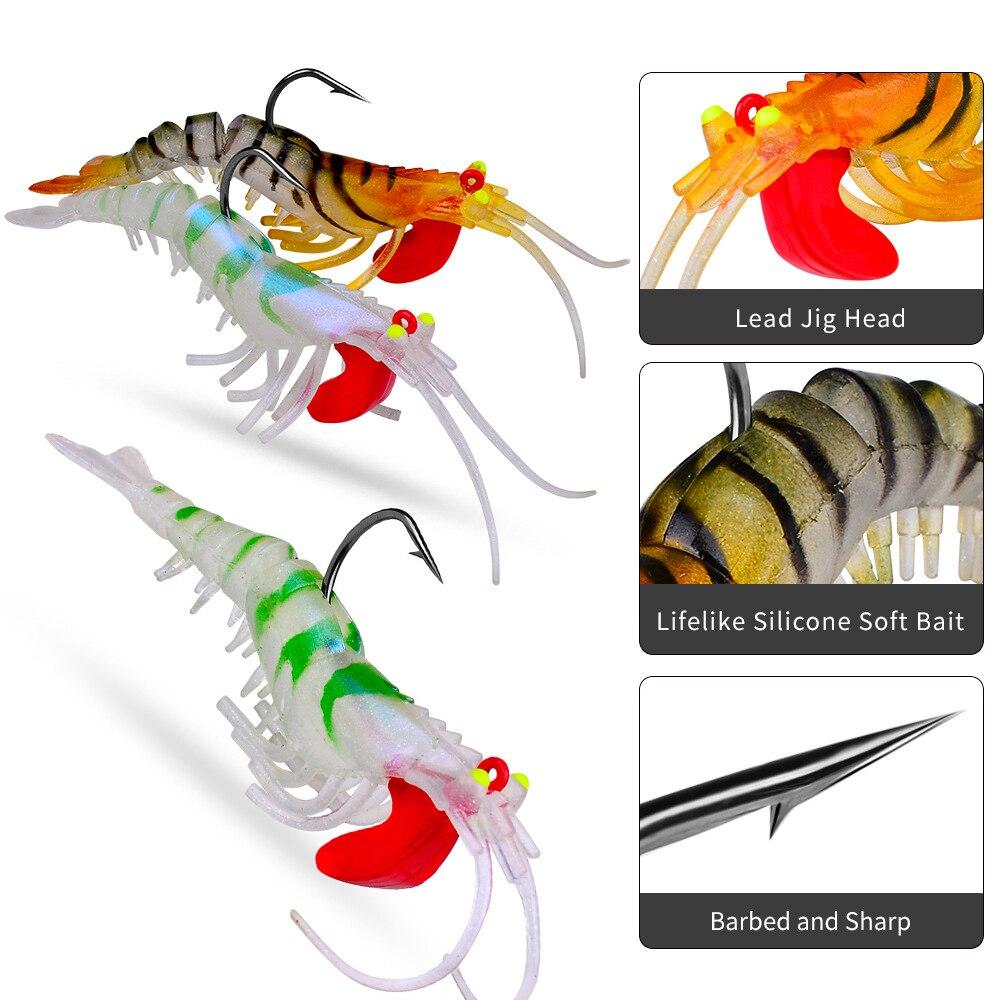 6 г/12,5 г/18,5 г искусственная силиконовая мягкая приманка для рыбалки с креветками, реалистичная тонущая приманка, джиг-головка, приманка для ловли морской воды