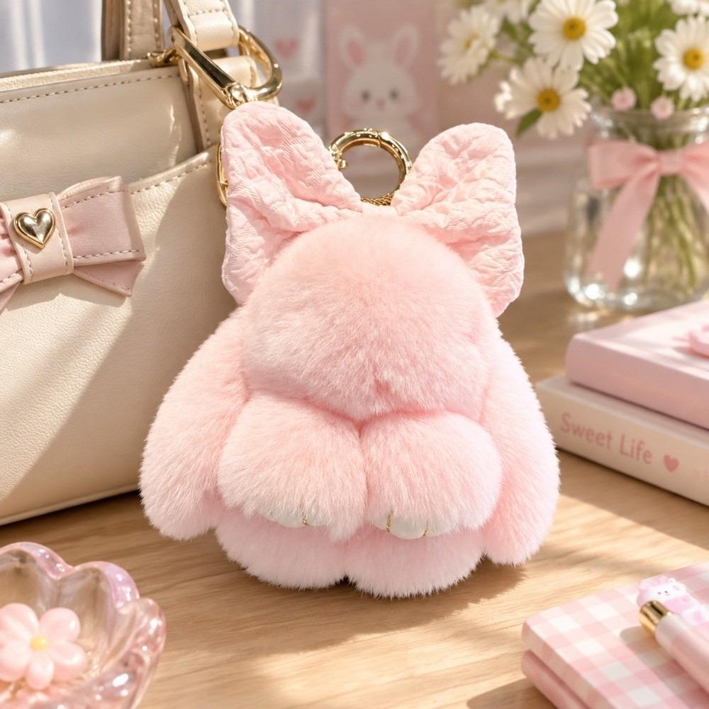 Soft Fluffy Faux Rabbit Fur Keychain Hanging Ornaments Bag Charms Backpack Pendant