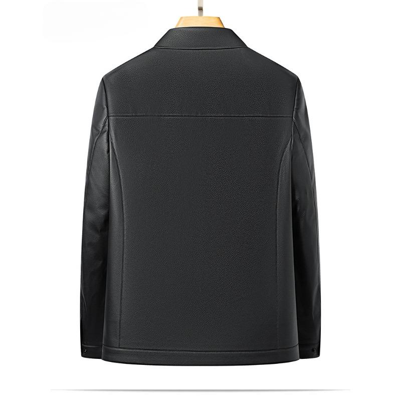 Мужская кожаная куртка для мужчин среднего возраста, короткая кожаная куртка с лацканами, высококачественная утепленная куртка с подкладкой