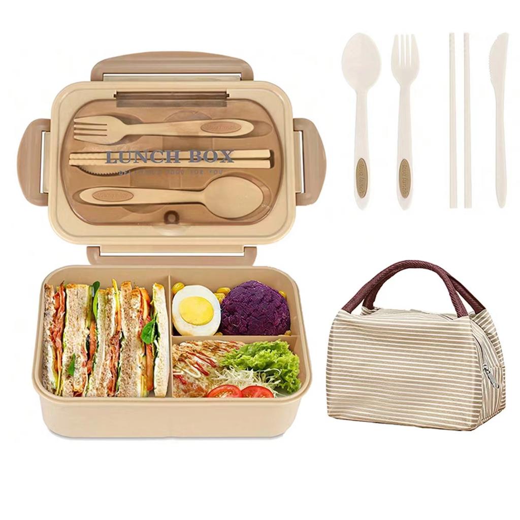 Bento Box for Adult, 1200 ML Lunch Containers, LeakProof Lunch Box with Utensils,3 Compartment Bento Box Microwave Safe