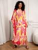 EDOLYNSA Yellow Kaftan Women's Robe Lightweight Relaxed House dress Beach dress Vibrant color Boho Caftan Moo Moo Dress Q1289