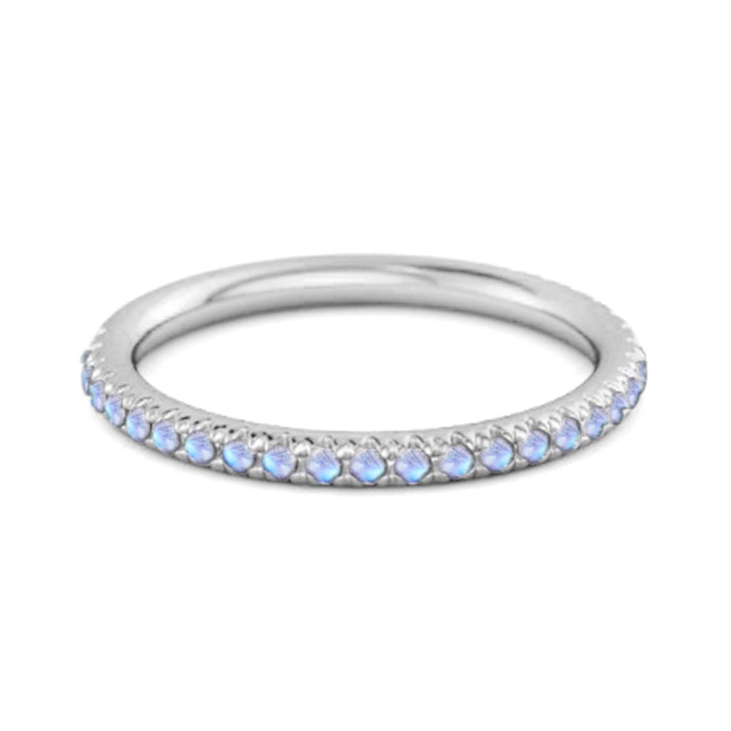 Moonstone Round Eternity Ring- 925 Sterling Silver
