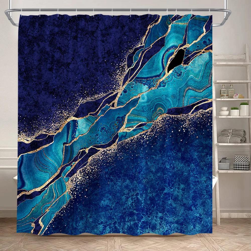 Горячий Мрамор Набор Занавесок для Душа Креативное Искусство Акварельными Чернилами Геометрический Современный Декор для Ванной Комнаты Коврик для Пола Коврики для Ванной Крышка для Унитаза