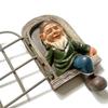 Elf Out The Door/Window Tree Hugger Naughty Garden Gnome Statue Tree Decor Funny Naughty 3D Window Outdoor Gnome Statue