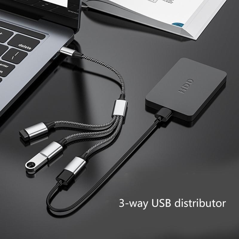 USB Splitter Cable,USB/Type C Male to 2/3 Female Extension Cord Connector,USB Port Hub Data&Charger Power Split Adapter