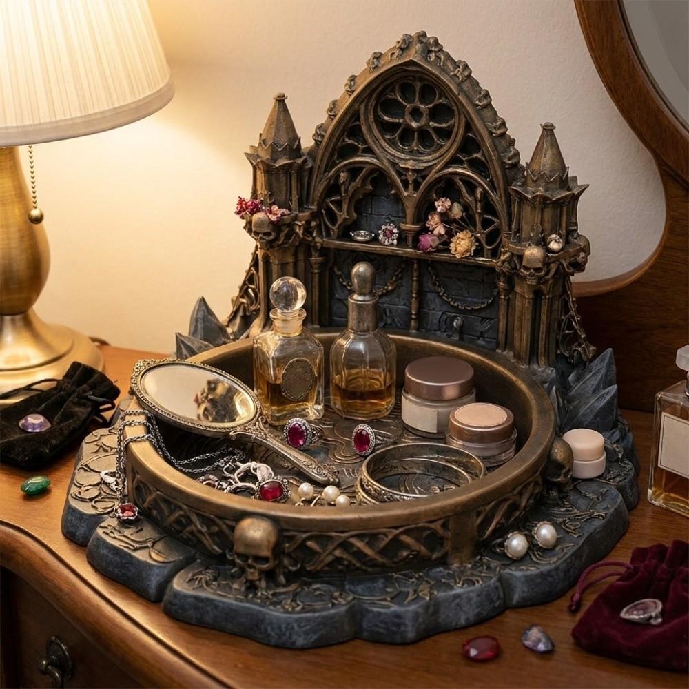 3D Printed Jewelry Storage Tray Black Gothic Style Decorative Tray Dressing Tables