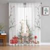 Рождественское карликовое дерево Акварельные прозрачные шторы Современная марлевая штора для гостиной спальни Вуалевые шторы из пряжи
