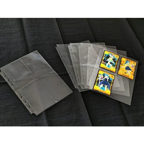 12 sheets! 4-pocket sheets for trading cards, compatible with card game binders.