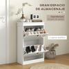 Narrow Shoe Cabinet With 2 Swing Doors And Adjustable Shelves For 10 Pairs Of Shoes For Entryway 54x24x82.5 Cm