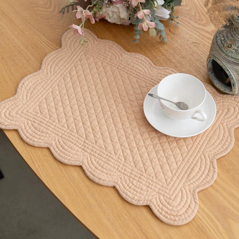 Quilted Placemats Washable-13X18 inches Rectangular Placemats for Kitchen Table-100% Cotton Fabric Rectangular Table Mats
