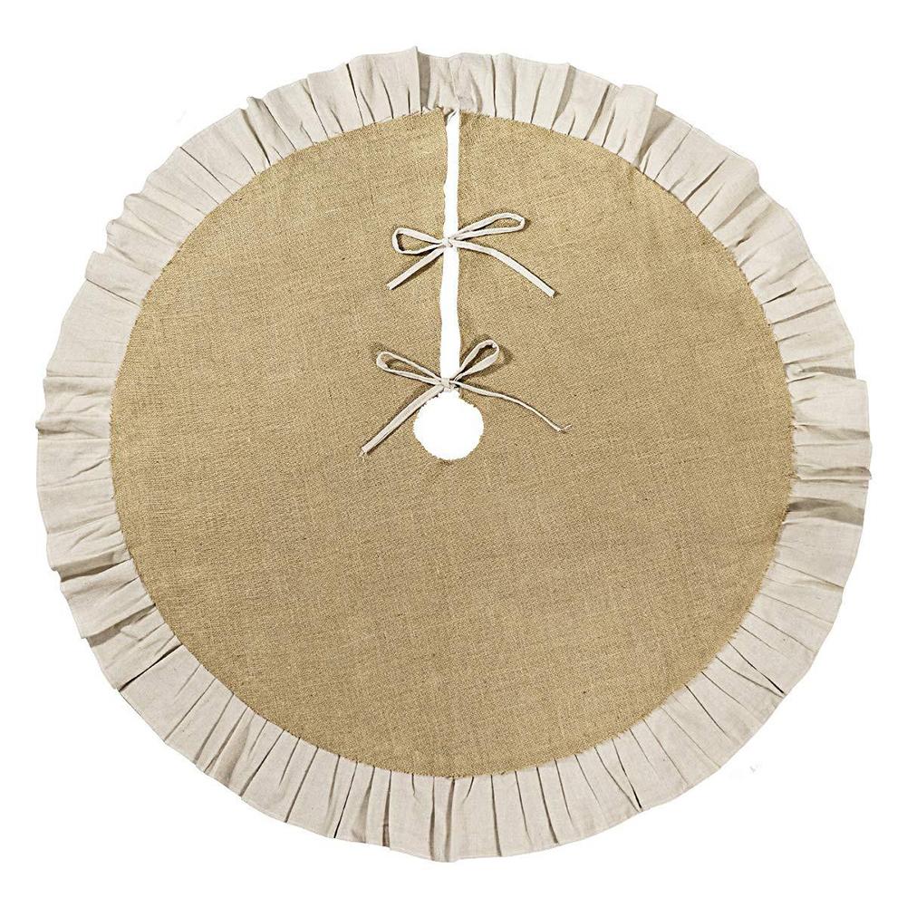 Tree Skirt Made of Burlap Fabric for Holiday Setup - 35.4 inches 47.2 inches