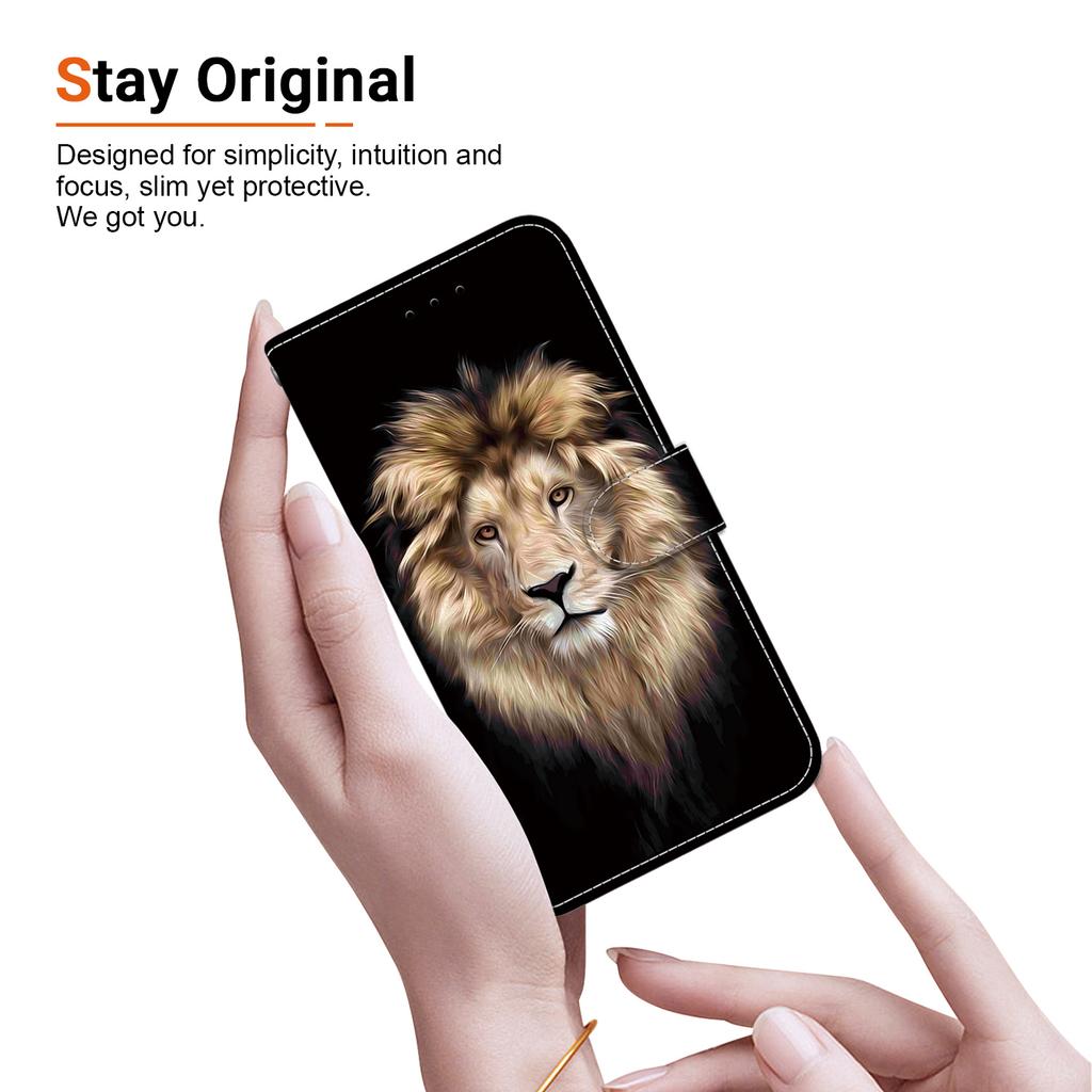 Чехол-книжка Majestic Lion The King's Gaze Pattern из искусственной кожи для iPhone Samsung Infinix TECNO OPPO Realme Moto... для более чем 900 моделей телефонов