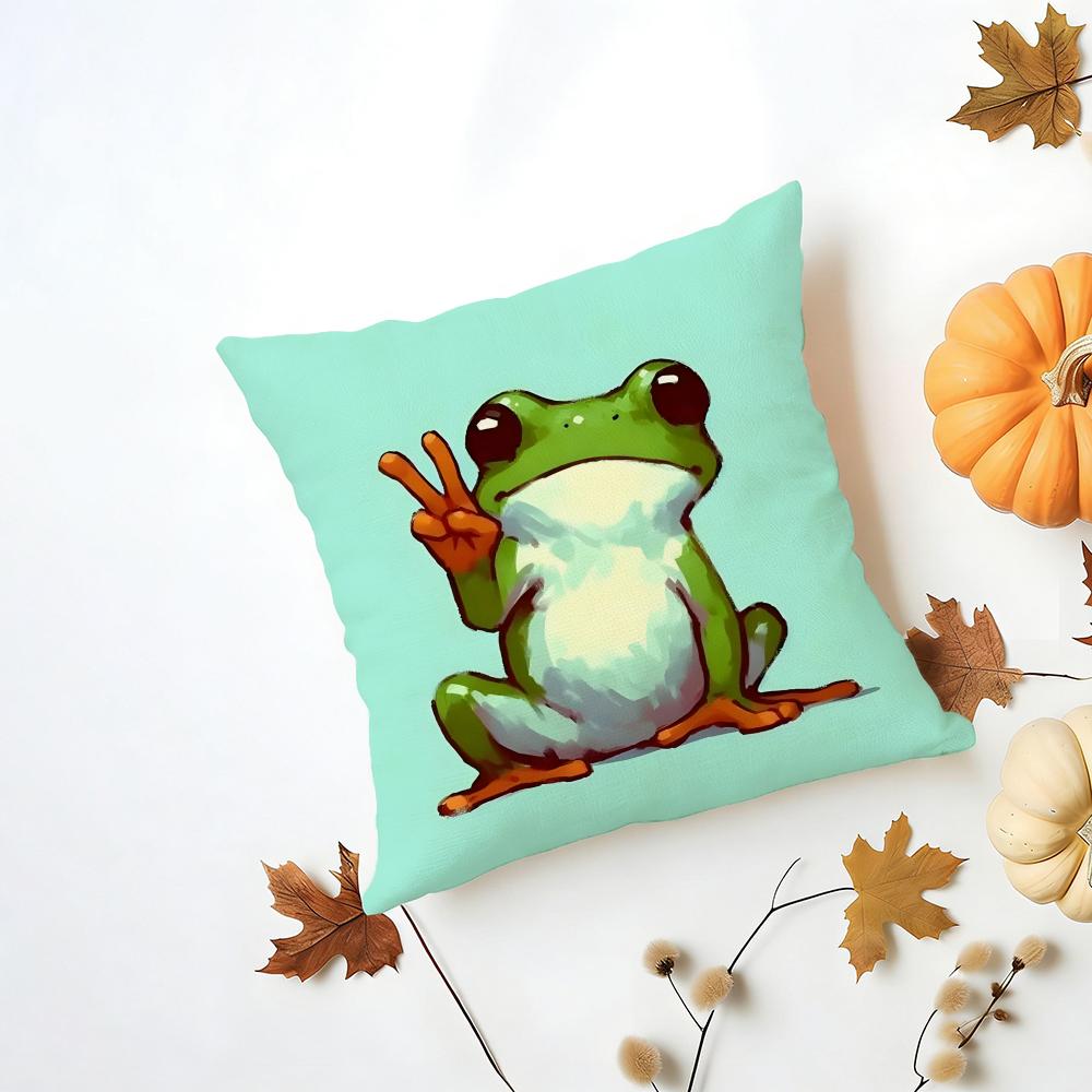 FFrog Aesthetic Cushion Cover Washable Linen Pillowcase Soft for Daily Sofa Bed Home Room Decor