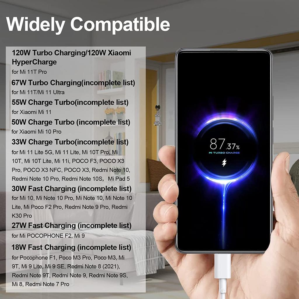 Для Xiaomi 11 12 13 кабель турбо-зарядного устройства 33 Вт 67 Вт 120 Вт для быстрой зарядки 6A для Xiaomi Redmi Note 12 11S Note 10 10Pro 10S Note 9 Pro Max POCO X3 X4 X5 PRO