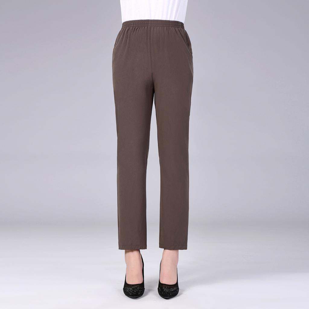 Fashion Women'S High Waist Elastic Deep Straight Pants Casual Pants