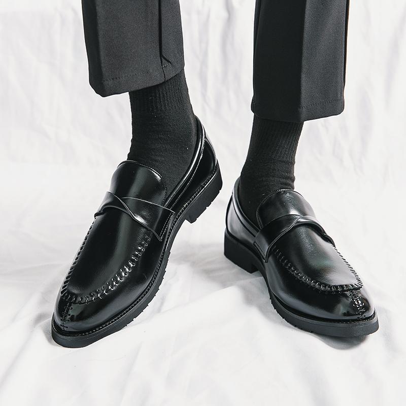 Fashion Quality Stitching Leather Shoes Brand Men Wedding Loafers Business Casual Office Work Shoes Men's Classic Pointy Men Dress Shoes