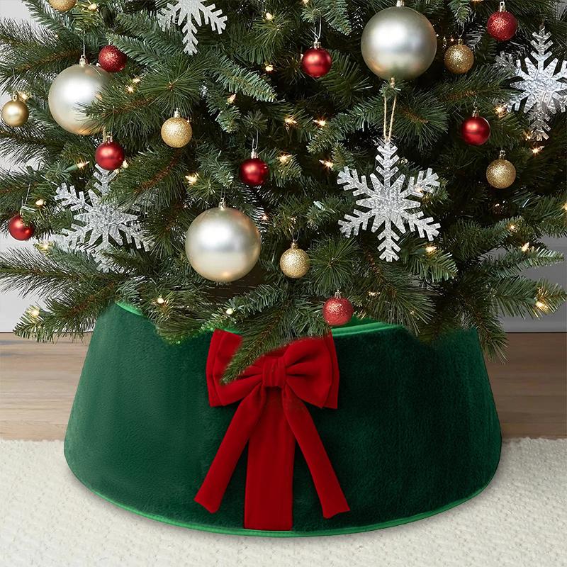 1PC Red Green White For Artificial Trees Tree Stand Base Holiday Plush Cloth Home Decor Bow Christmas Tree Collar Festival