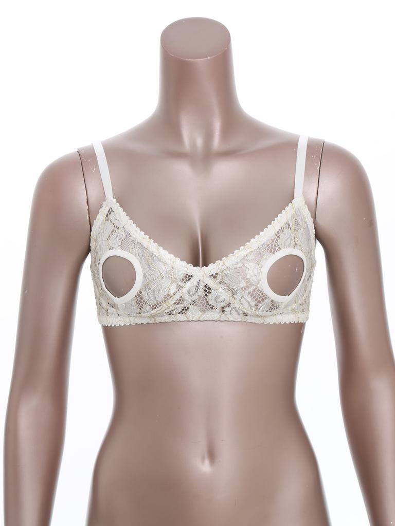 Womens Hollow Out Lace Bra Top Adjustable Spaghetti Straps Sheer Panels Club Rave Wear
