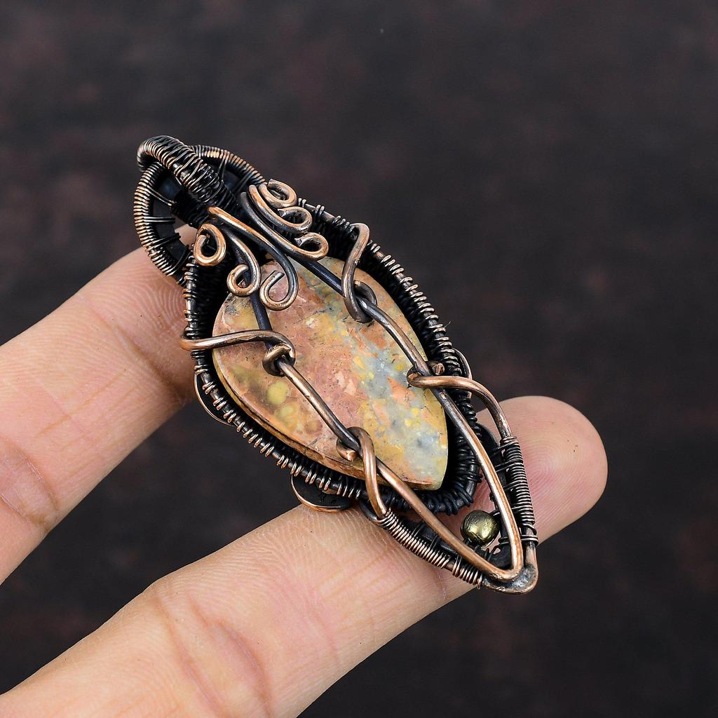 Maligano Jasper Pendant Copper Wire Wrapped Pendant Gemstone Pendant Amazing Copper Jewelry Handmade Pendant Wedding Gift Wire Wrap Jewelry