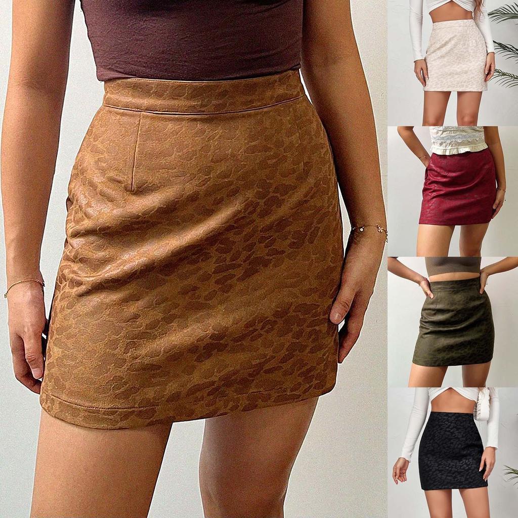 Women's Half Skirt Printed Short Skirt Leopard Print Slim