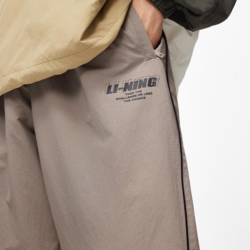 Li Ning Sports Lifestyle Series, удобные свободные однотонные повседневные брюки для мужчин, коричневые AYKU607-3