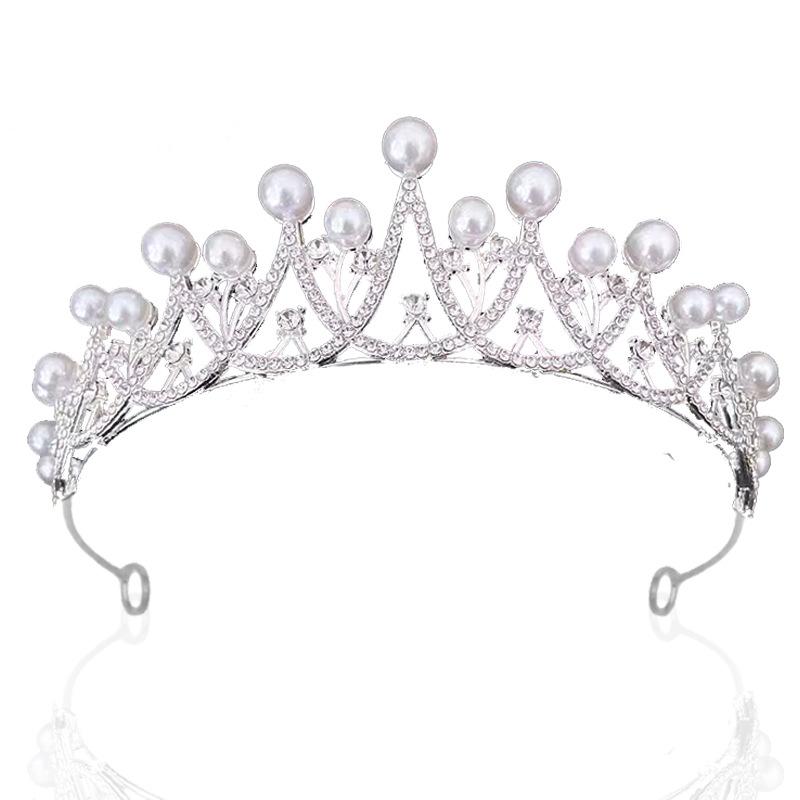 Wedding Pearl Crown Tiara Bride Luxurious Rhinestone Wedding Dinner Hair Crown Large Crown Hair Crown